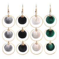 velours de coton Boucle d'oreille goutte, avec alliage de zinc, fer boucle d'oreille crochet, Rond, Placage de couleur d'or, pour femme, plus de couleurs à choisir Vendu par paire