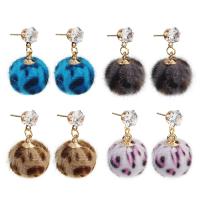 Peluche Boucle d'oreille goutte, avec alliage de zinc, acier inoxydable puce boucle d'oreille, Rond, Placage de couleur d'or, pour femme & avec strass, plus de couleurs à choisir Vendu par paire