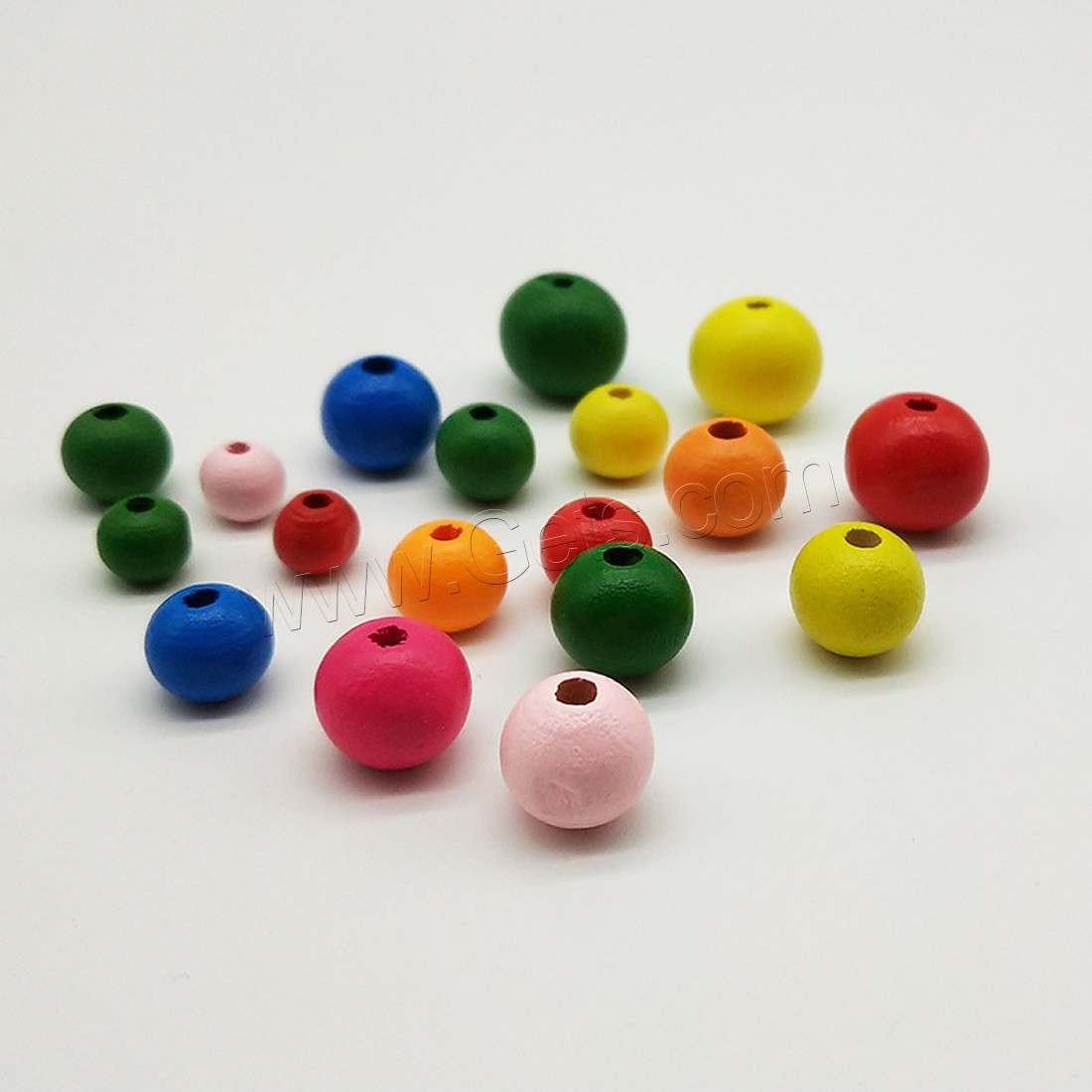 Dyed Wood Beads, Round, DIY & different size for choice, mixed colors, Hole:Approx 1mm, Sold By Bag