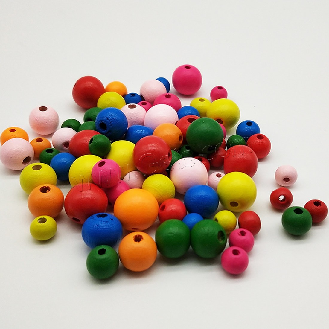 Dyed Wood Beads, Round, DIY & different size for choice, mixed colors, Hole:Approx 1mm, Sold By Bag