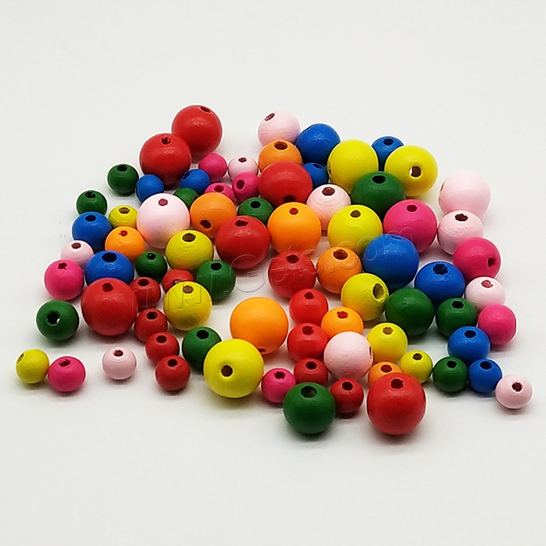 Dyed Wood Beads, Round, DIY & different size for choice, mixed colors, Hole:Approx 1mm, Sold By Bag