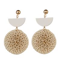 Canne Boucle d'oreille goutte, avec alliage de zinc, acier inoxydable puce boucle d'oreille, Plat rond, Placage de couleur d'or, pour femme Vendu par paire