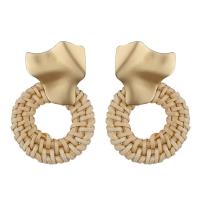 Canne boucle d oreille dormeuse, avec alliage de zinc, acier inoxydable puce boucle d'oreille, beignet, Placage de couleur d'or, pour femme Vendu par paire