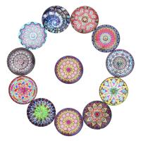 Time Gem Cabochon, Glass, Flat Round, time gem jewelry & mixed pattern & flat back & decal 