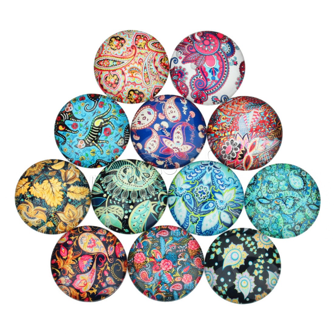 Time Gem Cabochon, Glass, Flat Round, time gem jewelry & mixed pattern & different size for choice & flat back & decal, 20PCs/Bag, Sold By Bag