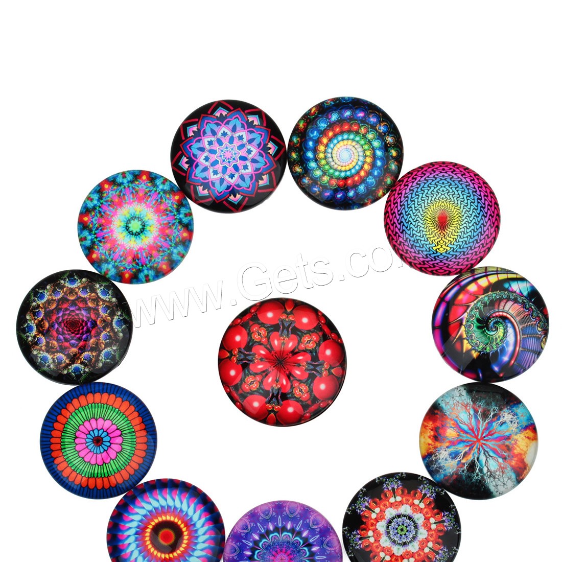 Time Gem Cabochon, Glass, Flat Round, time gem jewelry & mixed pattern & different size for choice & flat back & decal, 20PCs/Bag, Sold By Bag