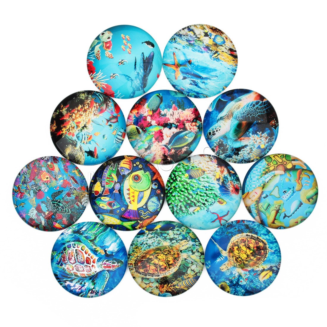 Time Gem Cabochon, Glass, Flat Round, time gem jewelry & mixed pattern & different size for choice & flat back & decal, 20PCs/Bag, Sold By Bag