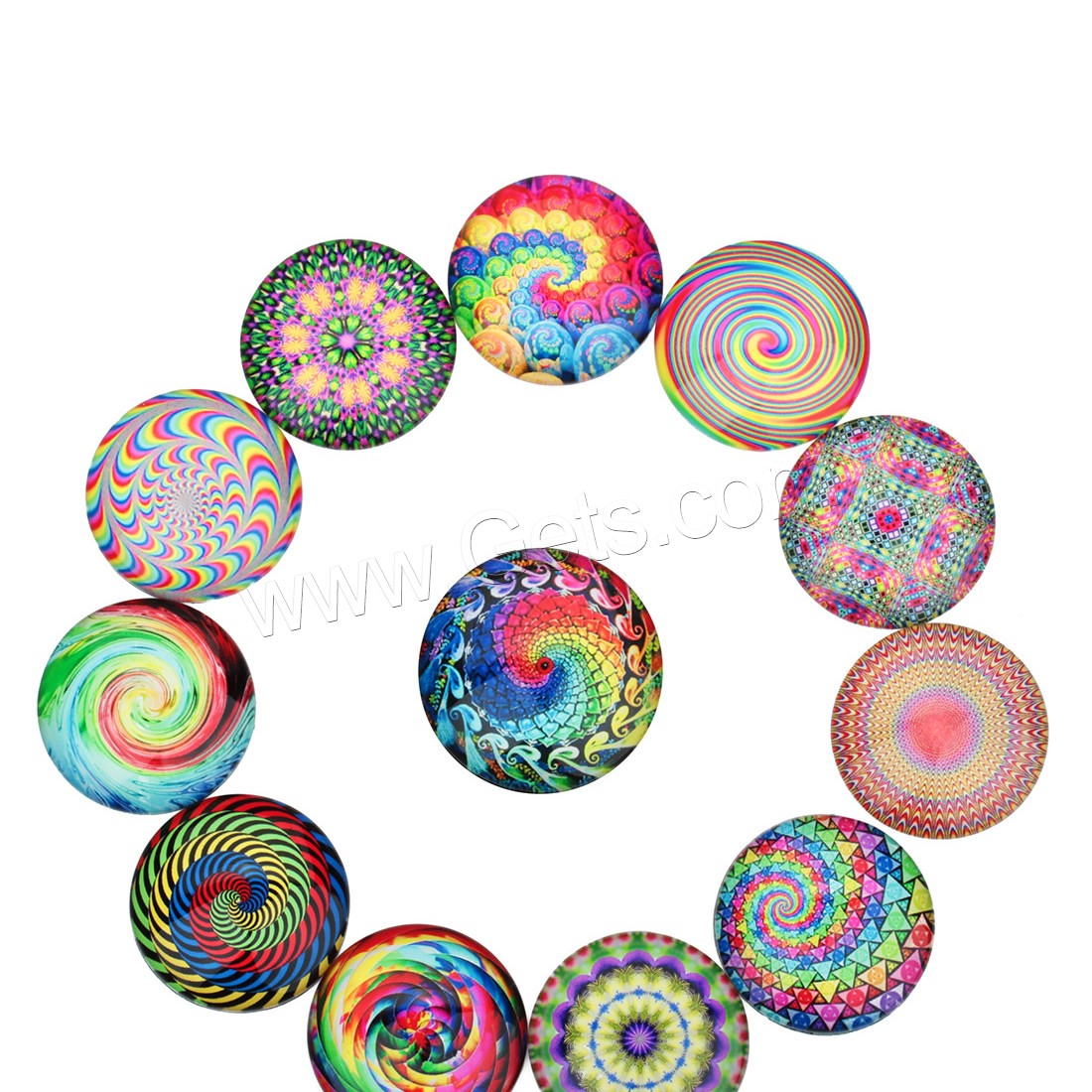 Time Gem Cabochon, Glass, Flat Round, time gem jewelry & mixed pattern & different size for choice & flat back & decal, 20PCs/Bag, Sold By Bag