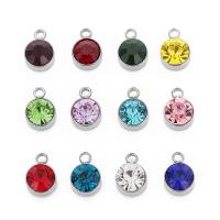 Rhinestone Stainless Steel Pendants, with rhinestone 8mm Approx 1mm 