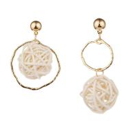 Canne Boucles d'oreilles asymétriques, avec alliage de zinc, acier inoxydable puce boucle d'oreille, Rond, Placage de couleur d'or, pour femme Vendu par paire