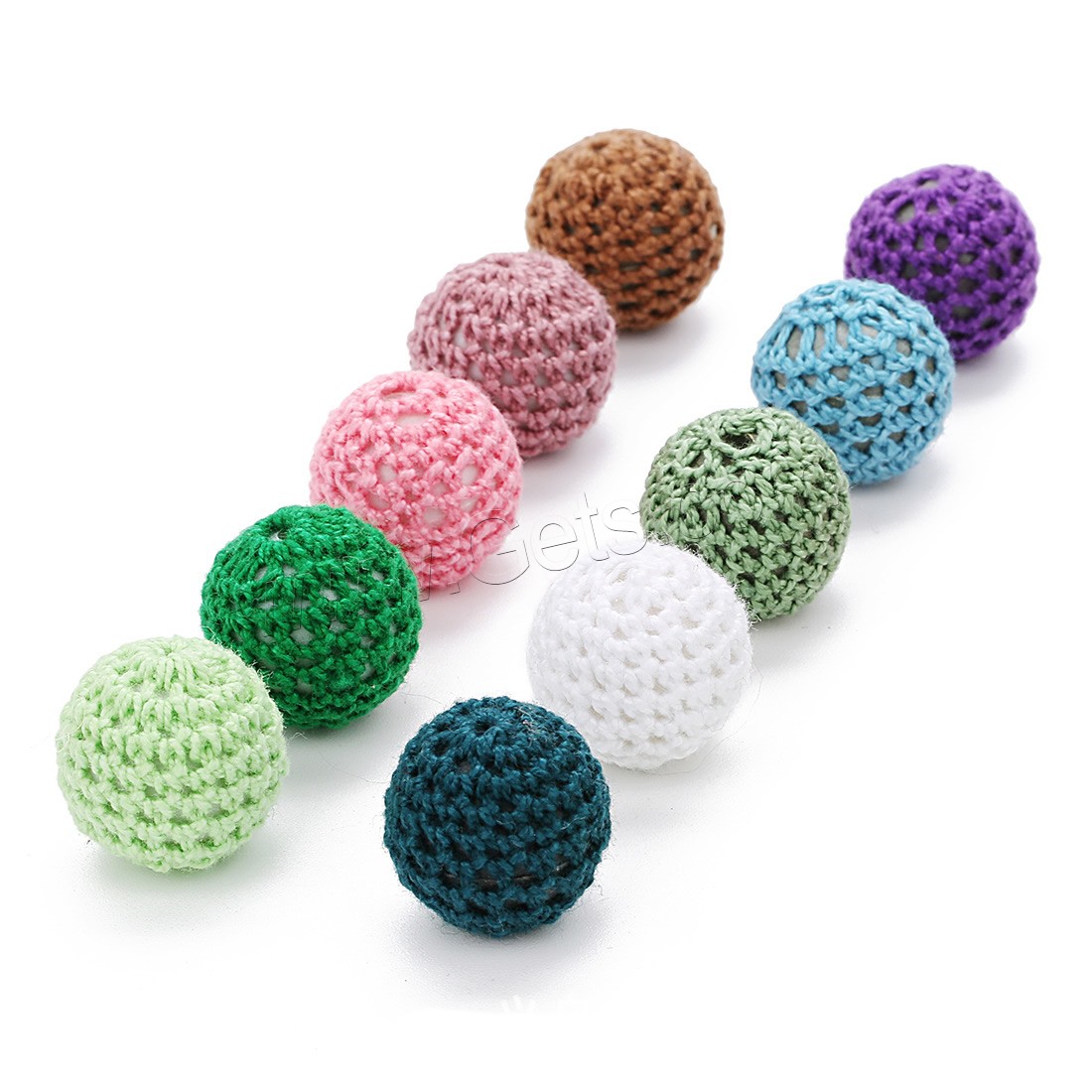 Acrylic Beads, with Caddice, Round, different size for choice, mixed colors, Hole:Approx 4mm, 10PCs/Bag, Sold By Bag