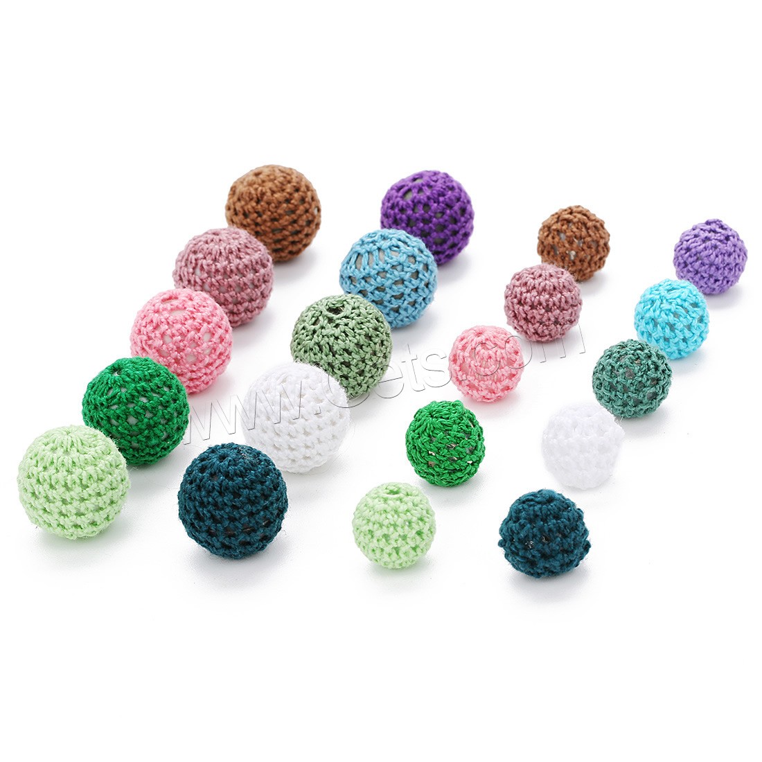 Acrylic Beads, with Caddice, Round, different size for choice, mixed colors, Hole:Approx 4mm, 10PCs/Bag, Sold By Bag