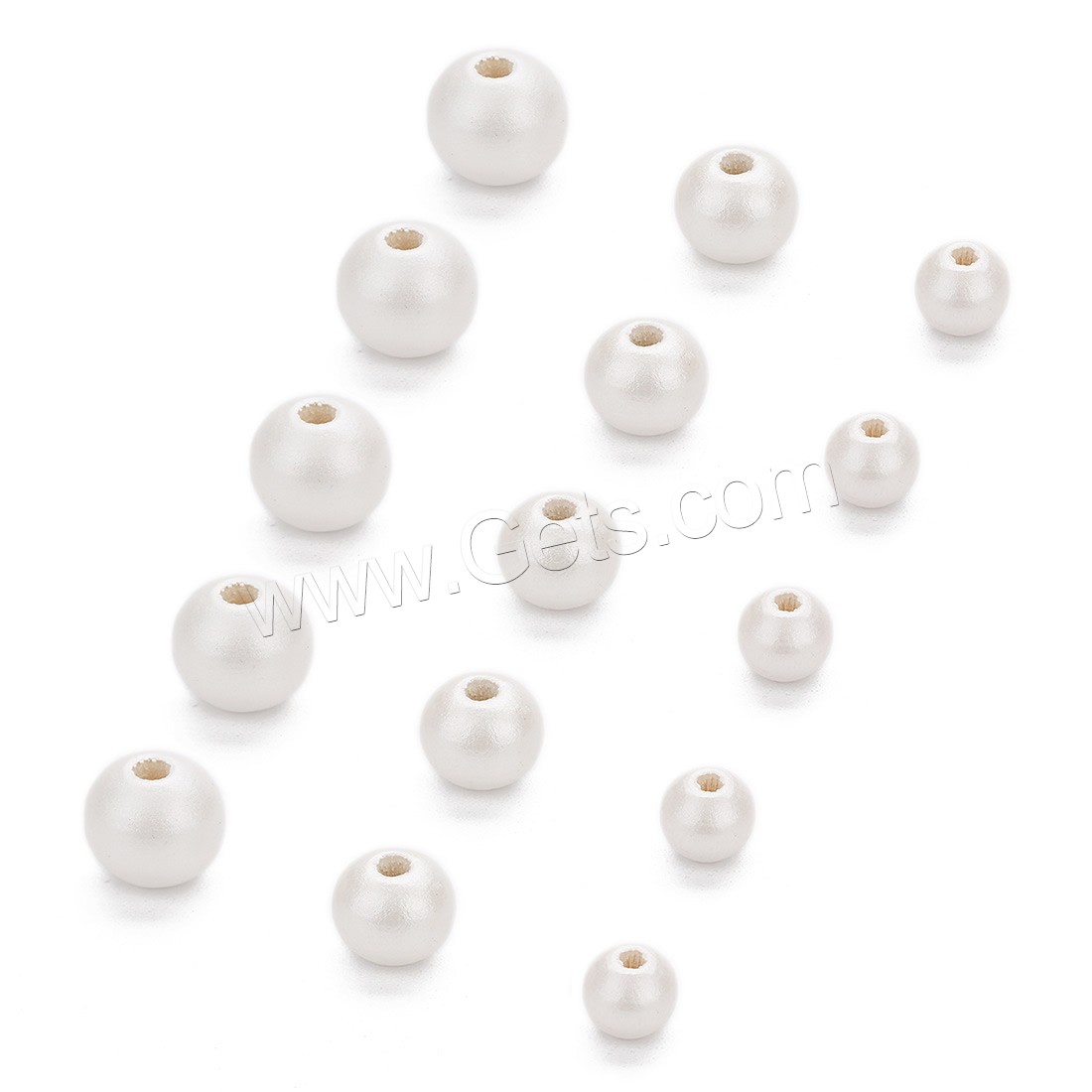 Dyed Wood Beads, Round, different size for choice, white, Hole:Approx 2.5mm, 100PCs/Bag, Sold By Bag