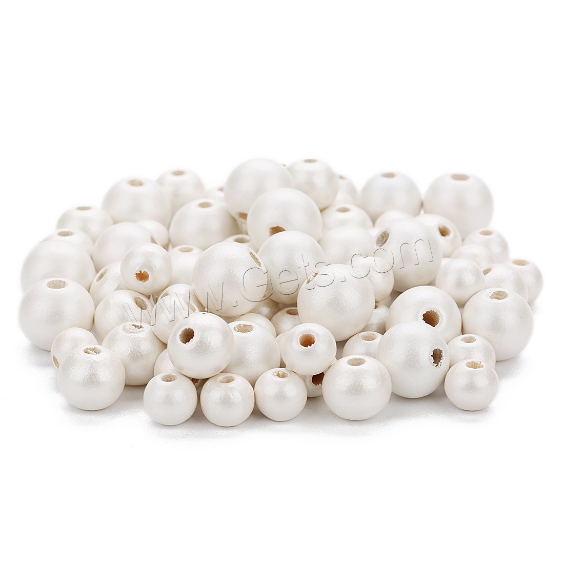 Dyed Wood Beads, Round, different size for choice, white, Hole:Approx 2.5mm, 100PCs/Bag, Sold By Bag