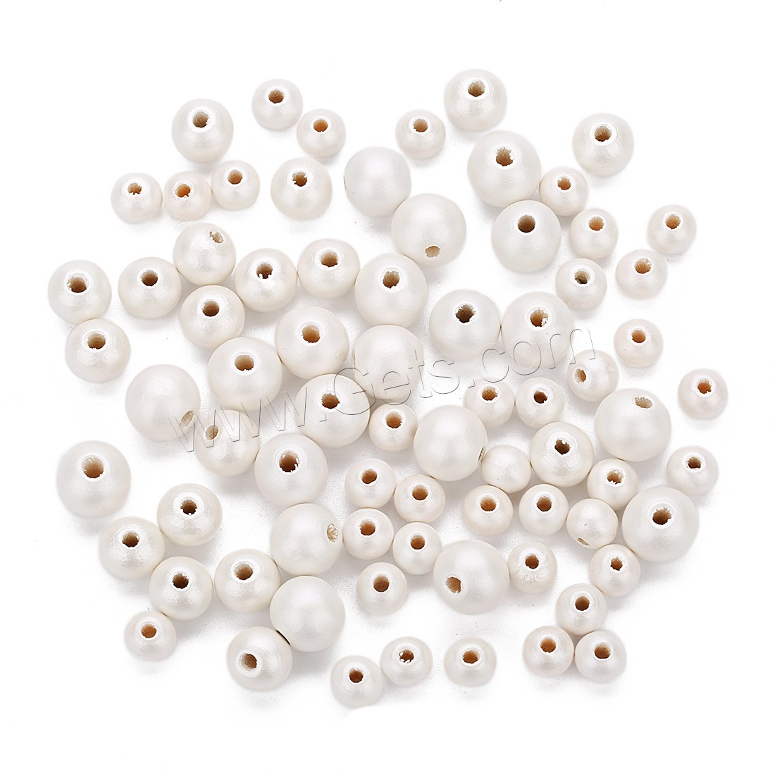 Dyed Wood Beads, Round, different size for choice, white, Hole:Approx 2.5mm, 100PCs/Bag, Sold By Bag