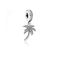 Messing Europa Anhänger, Palm Tree, antik silberfarben plattiert, Micro pave Zirkonia & mit troll, 9x26mm, Bohrung:ca. 4.5mm, verkauft von PC