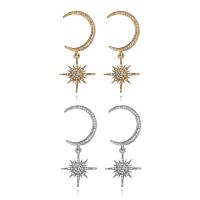 Boucle d'oreille de zinc alliage strass goutte, alliage de zinc, acier inoxydable puce boucle d'oreille, Placage, pour femme & avec strass, sans plomb et cadmium Vendu par paire