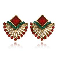 Zinc alliage strass Stud Earring, alliage de zinc, acier inoxydable puce boucle d'oreille, Plaqué de couleur d'or antique, pour femme & avec strass, sans plomb et cadmium Vendu par paire