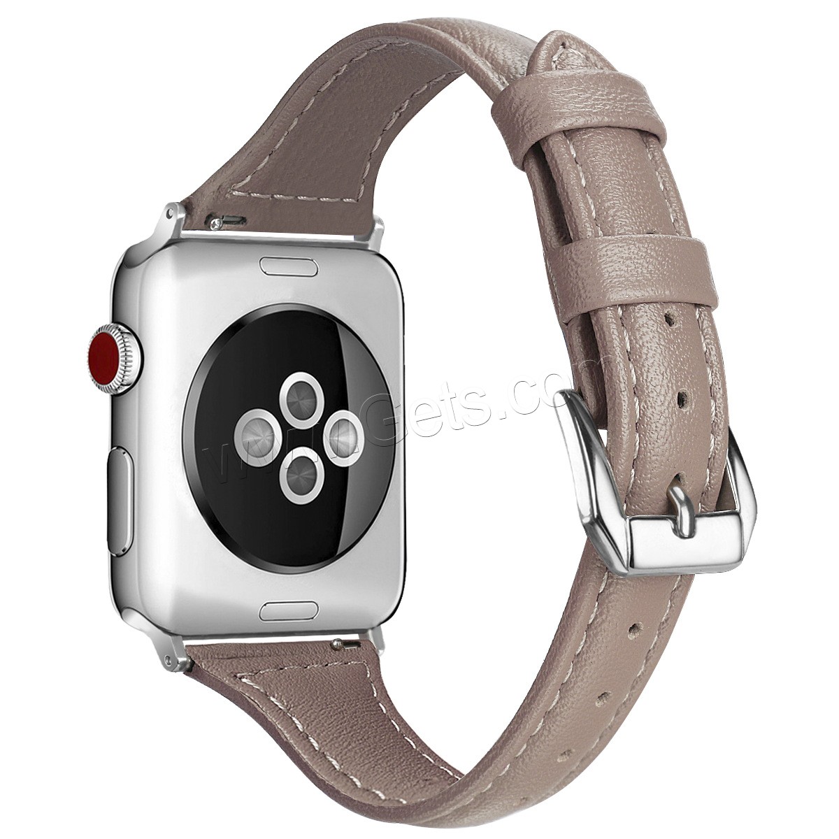 Cuir bracelet de montre, avec alliage de zinc, Placage de couleur argentée, pour Apple Watch & normes différentes pour le choix, plus de couleurs à choisir, Vendu par PC