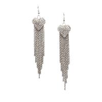 Zinc Alloy Tassel Earring, stainless steel earring hook, plated, for woman & with rhinestone 