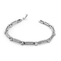 Zinc bracelets en strass en alliage , alliage de zinc, Placage de couleur platine, pour femme & avec strass, sans plomb et cadmium, 18mm Environ 7 pouce, Vendu par brin