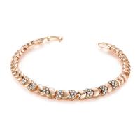 Zinc bracelets en strass en alliage , alliage de zinc, Placage de couleur d'or, pour femme & avec strass, sans plomb et cadmium, 15mm Environ 6 pouce, Vendu par brin