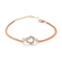 Zink Legierung Strass Armbänder, Zinklegierung, mit Verlängerungskettchen von 3.5cm, goldfarben plattiert, Twist oval & für Frau & mit Strass & 2 strängig, frei von Blei & Kadmium, 12mm, Länge:ca. 6.5 ZollInch, verkauft von Strang