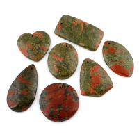 Colgantes de unakite, unaquita, mixto, 42x41x7mm-33x60x7mm, agujero:aproximado 1mm, Vendido por UD