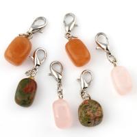 Gemstone Zinc Alloy Pendants, with zinc alloy pendant - Approx 2-3mm 