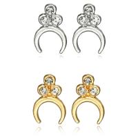 Zinc alliage strass Stud Earring, alliage de zinc, acier inoxydable puce boucle d'oreille, Placage, pour femme & avec strass, plus de couleurs à choisir, sans plomb et cadmium Vendu par paire