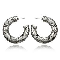 clou d'oreille en alliage zinc, alliage de zinc, acier inoxydable puce boucle d'oreille, Plaqué de couleur d'argent, pour femme, plus de couleurs à choisir, sans plomb et cadmium, 48mm, Vendu par paire