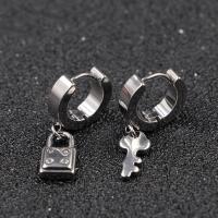 Titanium Steel Huggie Hoop Drop Earring, Unisex 