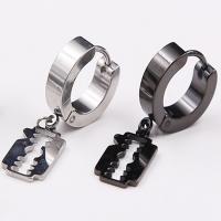 Titanium Steel Huggie Hoop Drop Earring, Razor Blade, plated, Unisex 1mm 