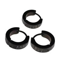 Titanium Steel Huggie Hoop Earring, black ionic, for man 9mm, 1mm 