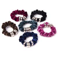 Hair Scrunchies, Velveteen, with Zinc Alloy, durable & elastic & for woman, Random Color, 170mm 