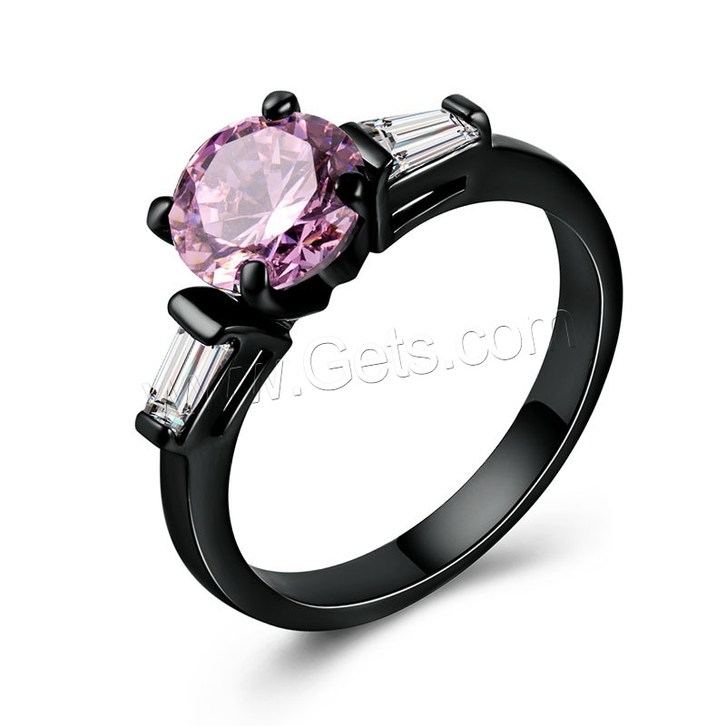 laiton bague, avec verre, pistolet noir plaqué, normes différentes pour le choix & pour femme & avec zircone cubique & facettes, plus de couleurs à choisir, 8mm, Vendu par PC