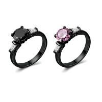 laiton bague, avec verre, pistolet noir plaqué, normes différentes pour le choix & pour femme & avec zircone cubique & facettes, plus de couleurs à choisir, 8mm, Vendu par PC