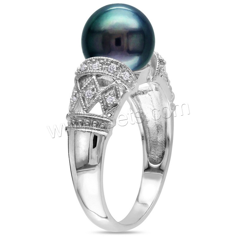 Brass Finger Ring, with Freshwater Pearl, real silver plated, different size for choice & for woman & with rhinestone, Sold By PC