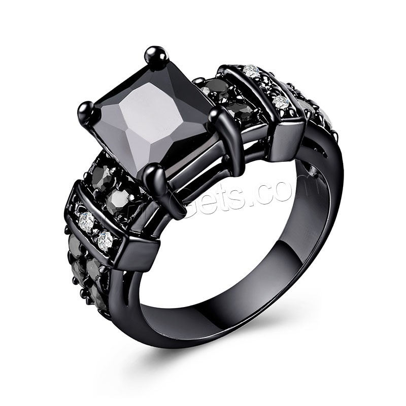 Brass Finger Ring, with Glass, gun black plated, different size for choice & for woman & faceted & with rhinestone, more colors for choice, 11mm, Sold By PC