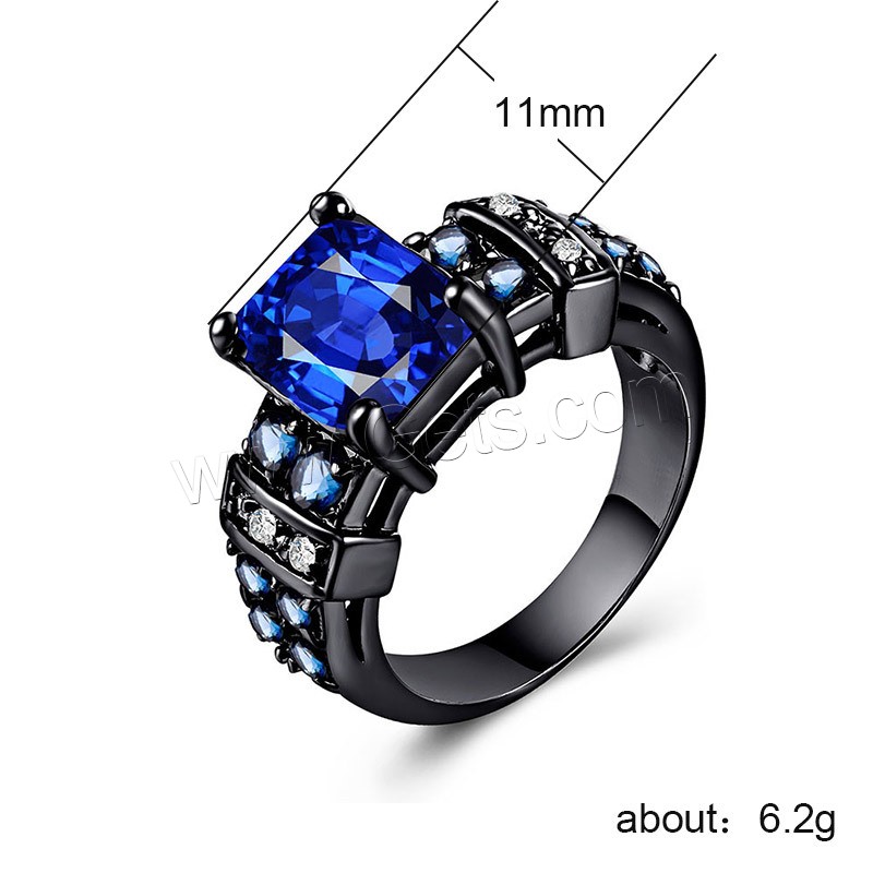 Brass Finger Ring, with Glass, gun black plated, different size for choice & for woman & faceted & with rhinestone, more colors for choice, 11mm, Sold By PC