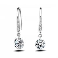 Boucles d'oreilles en laiton zircon cubique, avec zircon cubique, Plaqué de platine, pavé de micro zircon & pour femme 17mm, Vendu par paire