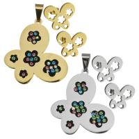 Edelstahl Mode Schmuckset, Anhänger & Ohrring, mit Ton, Schmetterling, plattiert, für Frau, keine, 35x37mm, 17x14mm, Bohrung:ca. 5x8mm, verkauft von setzen