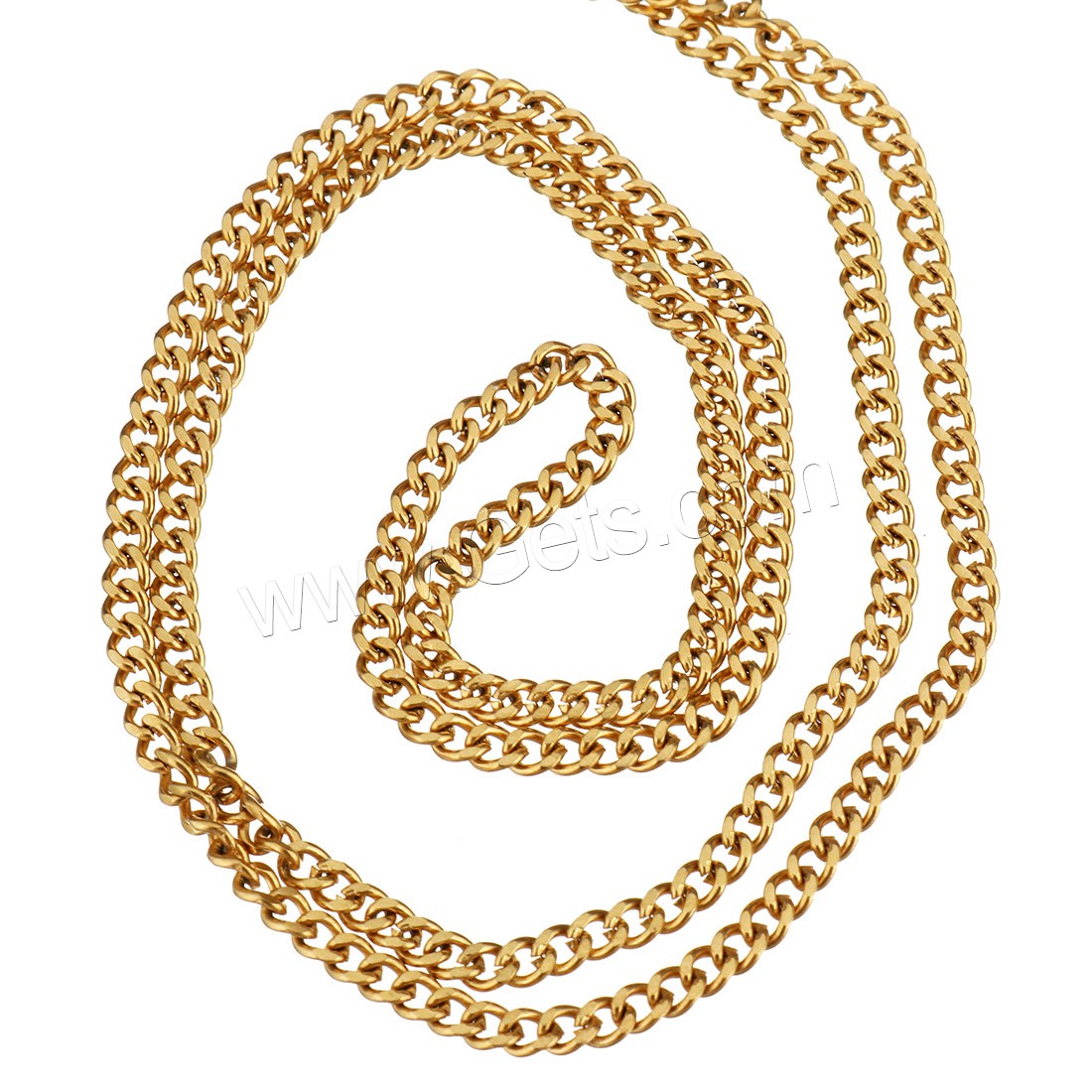 Edelstahl Oval Kette, mit Kunststoffspule, goldfarben plattiert, verschiedene Größen vorhanden & Twist oval, 25m/Spule, verkauft von Spule