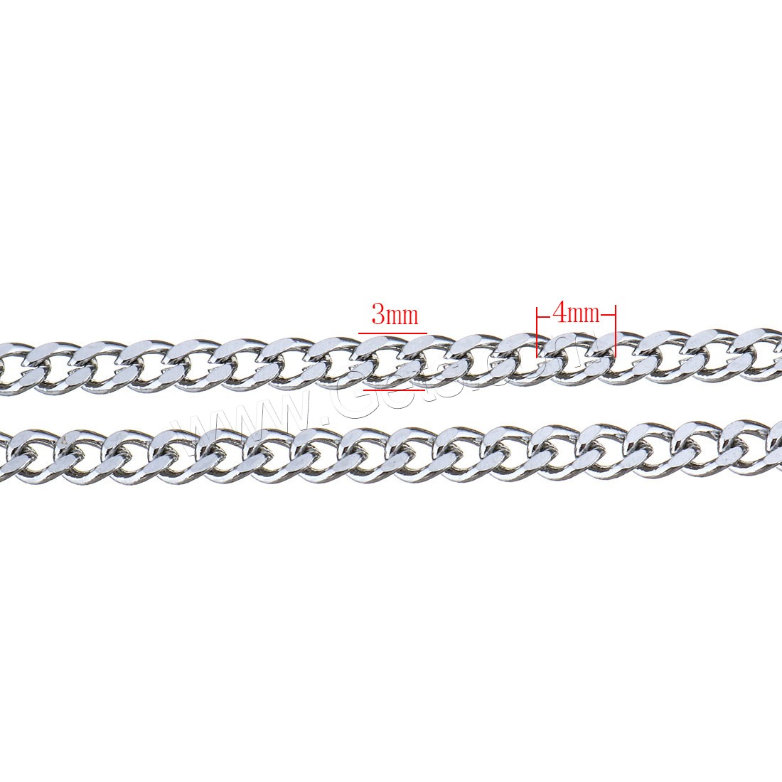 Stainless Steel Curb Chain, with plastic spool, different size for choice, original color, 25m/Spool, Sold By Spool