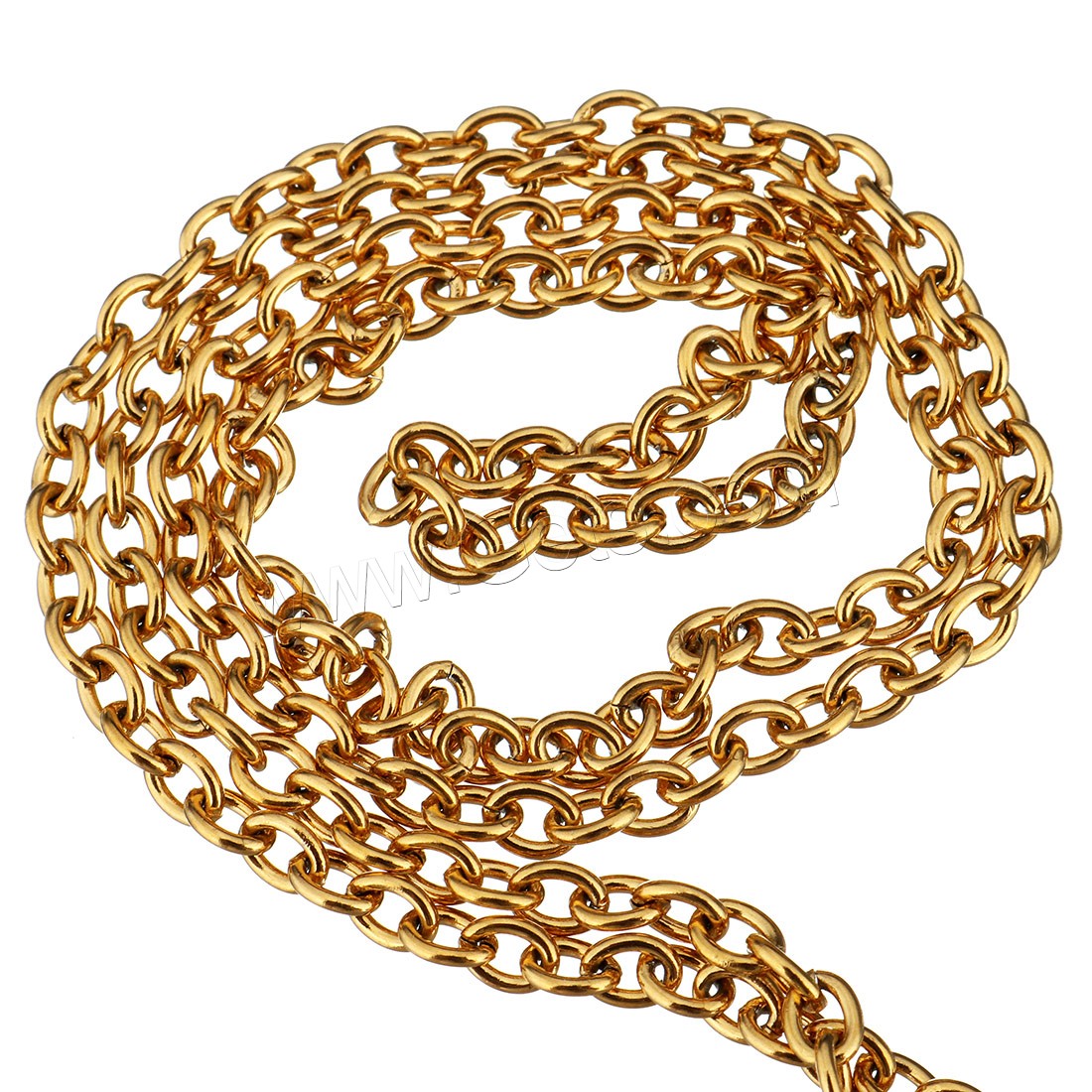 Edelstahl Oval Kette, mit Kunststoffspule, goldfarben plattiert, verschiedene Größen vorhanden & Oval-Kette, 25m/Spule, verkauft von Spule