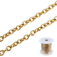 Stainless Steel Oval Chain, with plastic spool, gold color plated 