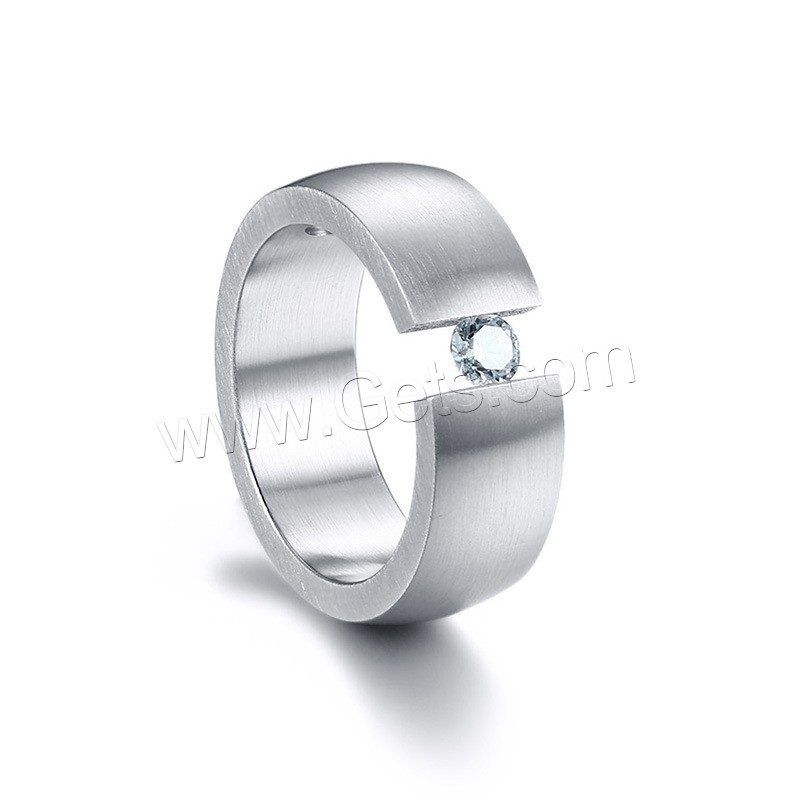 Men Stainless Steel Ring in Bulk, with 1 pcs cubic zirconia & different size for choice & for man, original color, 8mm, 3mm, Sold By PC