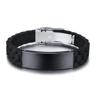 acero inoxidable Pulsera, con silicona, iónico negro, para hombre, 46mm, 16mm, longitud:aproximado 9 Inch, Vendido por Sarta