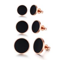 Stainless Steel Stud Earring, with Acrylic, rose gold color plated & for woman 