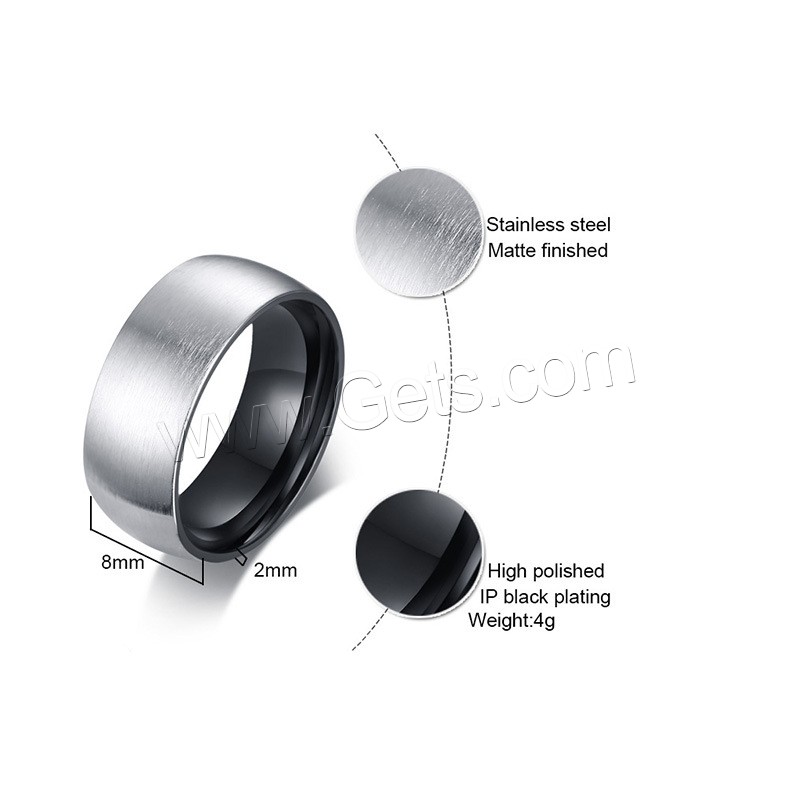 Anillo de dedo de acero inoxidable hombre, chapado, diverso tamaño para la opción & cepillado & para hombre, 8mm, 2mm, Vendido por UD